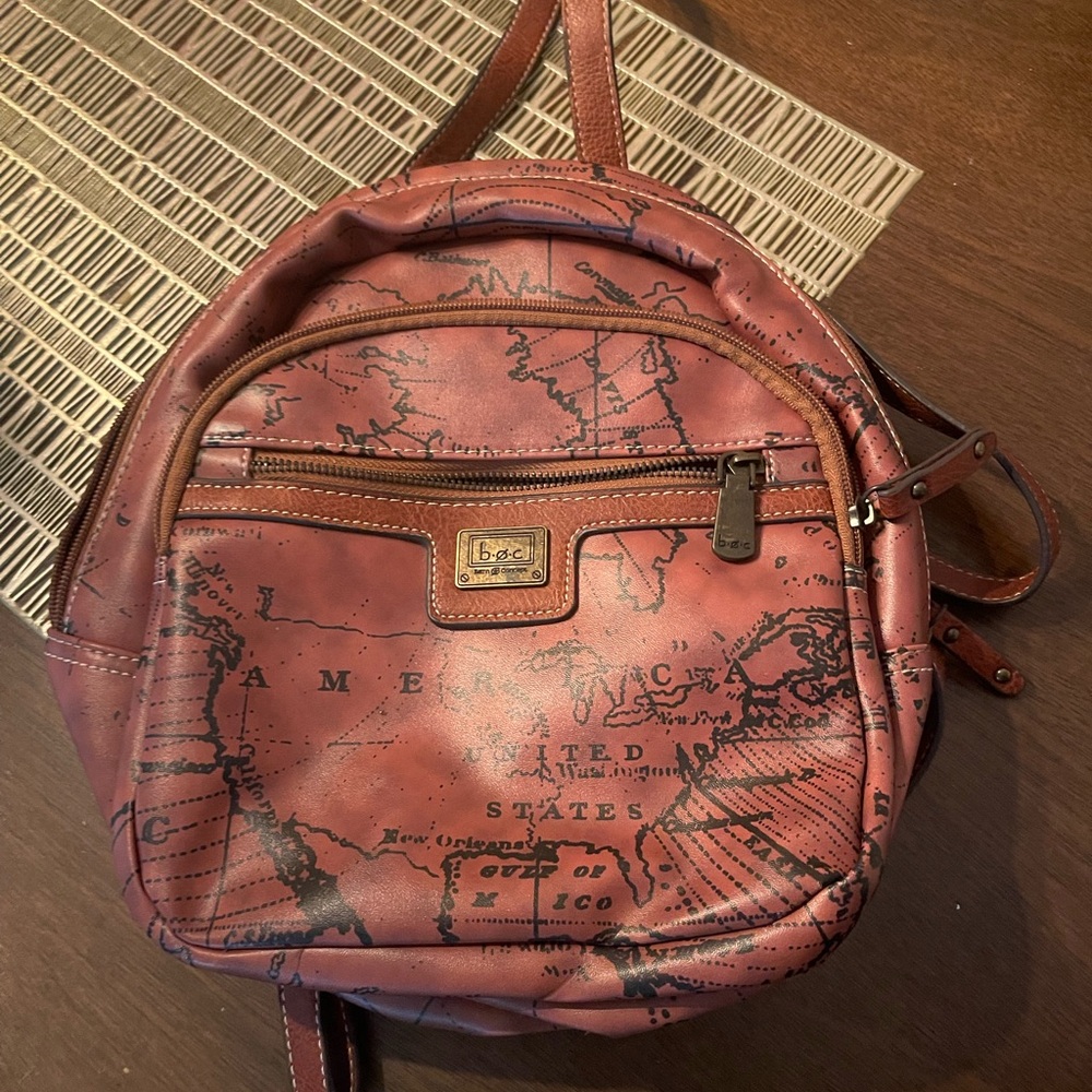Vintage Map Leather Backpack